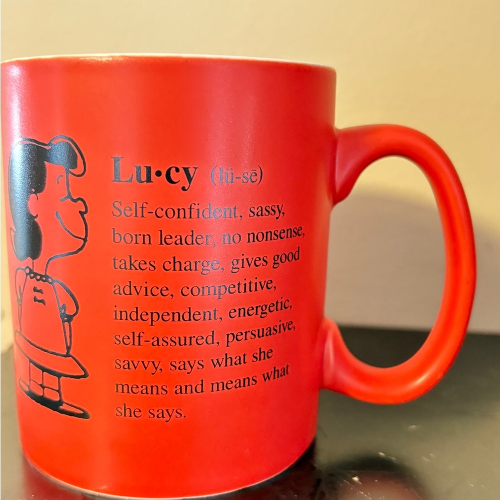 Hallmark Lucy ceramic coffee mug. Matte finish. Peanuts character.